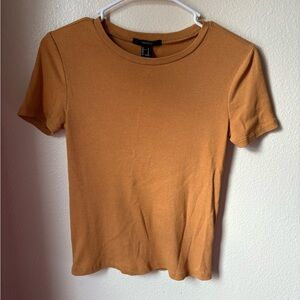Forever 21 Yellow Orange Fitted Short Sleeve T-Shirt